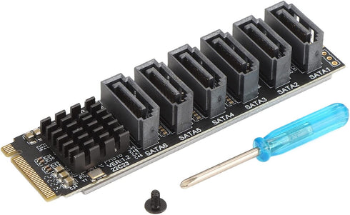 M.2 to SATA3.0 Adapter Card, M.2 M EKY PCIE3.0 to SATA, ASM1166 6Gbps 6 Port Expansion Interface Card
