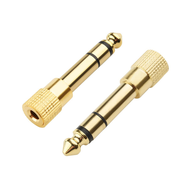 Cable Matters 2-Pack 1/4 to 1/8 Headphone Adapter, 6.35mm to 3.5mm Male to Female, Gold Plated