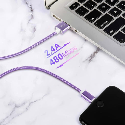 MFi Certified 5-Pack Nylon Braided Lightning Cables for iPhone 14, 13, 12, 11, XS, XR, 8, 7, 6s & iPad.
