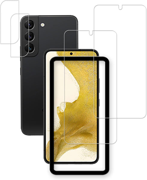 Easy Alignment Frame for Samsung Galaxy S22 5G Tempered Glass Screen Protector 2-Pack and Camera Lens Protector