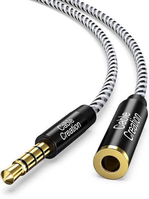 CableCreation 3.5mm Headphone Extension Cable, 6FT/1.8m, 4Pole TRRS Aux Cord, Black for Phones, Headphones, Tablets, PCs