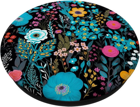 Teal Blue Flower Wildflower Enchanting Boho Purple Floral PopSockets Standard PopGrip