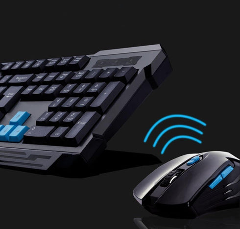 Soke-Six Keyboard Mouse Combos, Waterproof Multimedia 2.4GHz Wireless Gaming Keyboard with Ergonomic Mouse