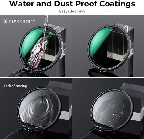K&F Concept 62mm ND Filter (Variable ND3-ND1000, 1.5-10 Stops) - Neutral Density Lens Filter with 24 Coatings