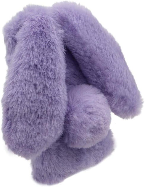 Rabbit Case for Samsung Galaxy S23 FE 5G, Cute 3D Bunny Ears Soft Furry TPU Bumper Protective Cover - Purple