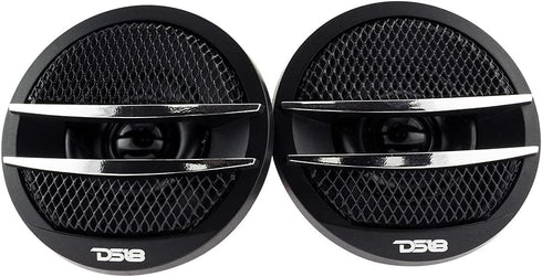 DS18 TX1S 1.38-inch Tweeter Set of 2 - 200 Watts Max Pei Dome Ferrite with Mounting Kit (Black/Silver)