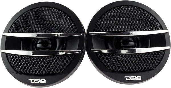DS18 TX1S 1.38-inch Tweeter Set of 2 - 200 Watts Max Pei Dome Ferrite with Mounting Kit (Black/Silver)