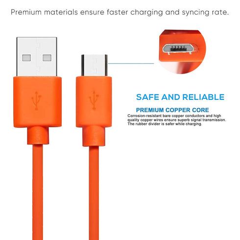 Replacement Fast Charging Cable for Ring Video Doorbell (2020 Release) 2/3/3 Plus/4, Pro/Plus, 3.3ft Orange