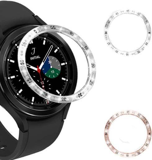 Compatible with Samsung Galaxy Watch 4 46mm/Gear S3, Bezel Ring Styling, Bling Inlay Crystal Adhesive Anti Scratch