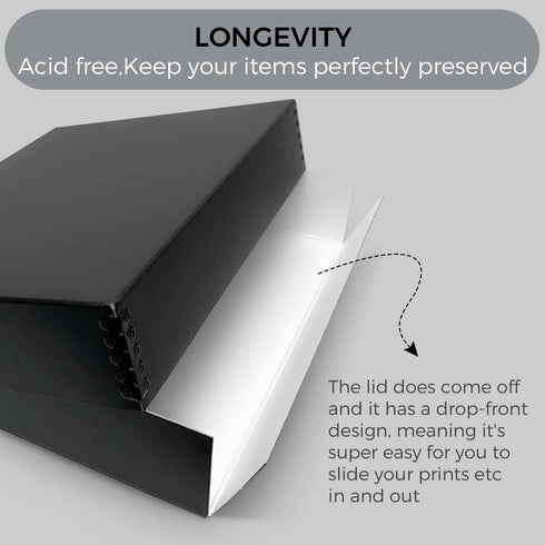 Lineco Archival Storage Box, 11 x 14 x 3 inches, Museum Quality, Acid-Free with Metal Edge for Photos