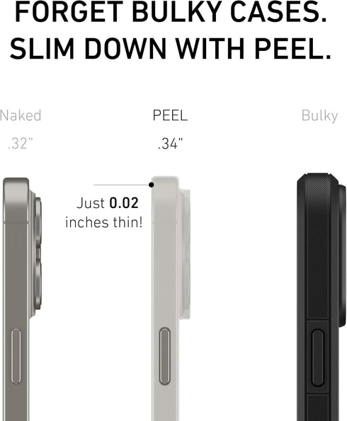 PEEL Original Super Thin Case Compatible with iPhone 15 Pro (Blackout) - Ultra Slim, Sleek Minimalist Design, Branding