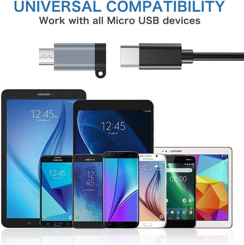 USB C to Micro USB Adapter, 4-Pack Type C Female to Micro USB Male Connector with Keychain Charge & Data Sync