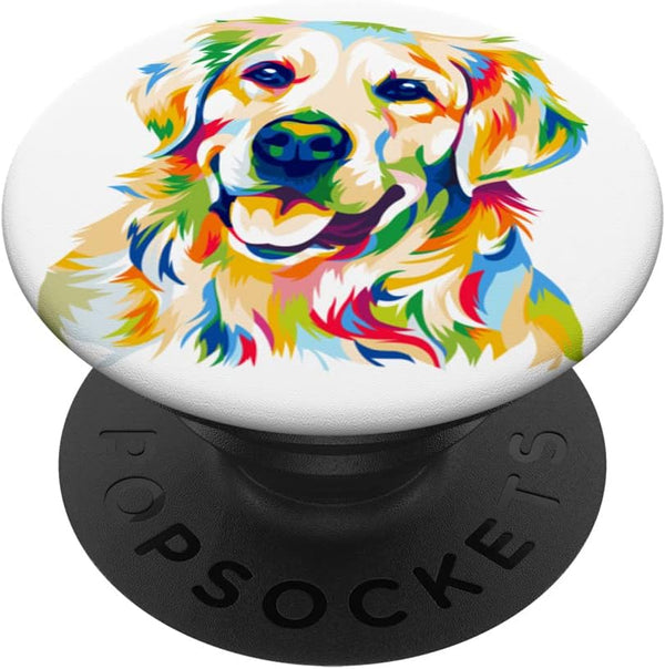 Colorful Pop Art Portrait of Golden Retriever Owner PopSockets Swappable PopGrip