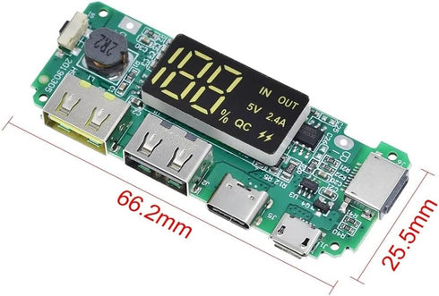 Rakstore 5V 2.4A 18650 Dual USB Micro/Type-C USB Mobile Power Bank Charging Module Lithium Battery Charger Board