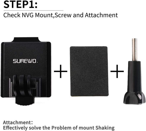 Aluminum NVG Helmet Mount for GoPro Hero 12 Black, Hero 11/10/9/8/7 and Most Action Cameras