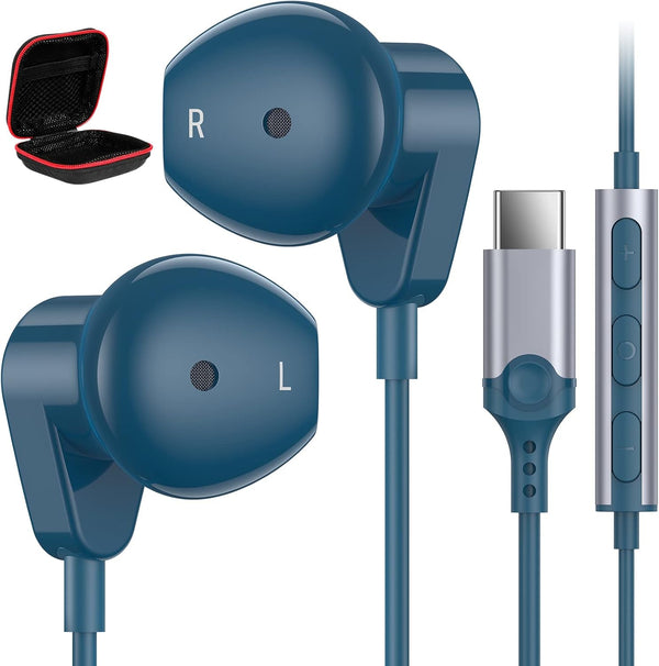 USB C Headphones for iPad 10 Air (M2), iPhone 15 Plus Pro Max, HiFi Stereo USB C Wired Earbuds with Mic