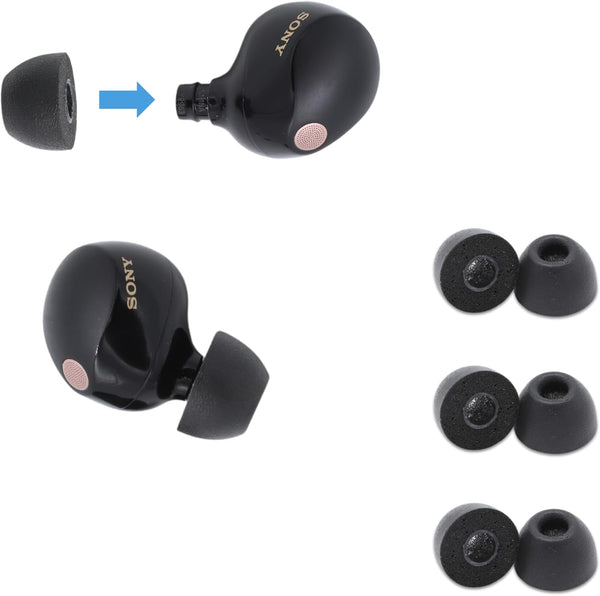 Comply Memory Foam Replacement Earbud Tips for Sony True Wireless Earbuds, Black, Large (3 Pairs)
