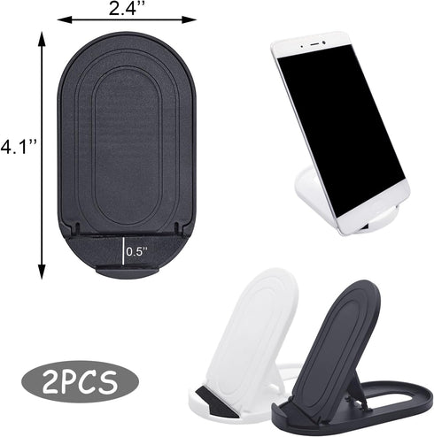 Cell Phone Stand,2Pack Portable Foldable Desktop Cell Phone Holder, Adjustable Universal Multi-Angle Cradle Stands for Tablet iPad iPhone 15 14 13 12 11 X/xr/xs max Samsung Galaxy, Black and White