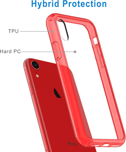 JETech Case for iPhone XR 6.1-Inch, Non-Yellowing Shockproof Bumper Cover, Anti-Scratch Clear Back (Red)