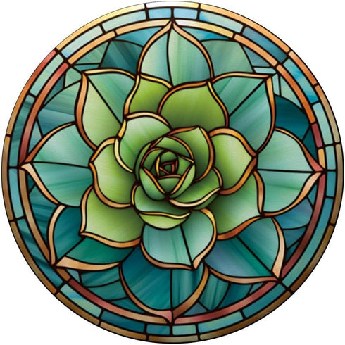 Beautiful Stained Glass Succulent Plant Lover PopSockets Standard PopGrip - Aesthetic Phone Grip