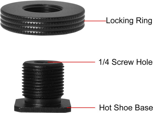 1/4" Female Thread to Hot Shoe Adapter, LUORNG 2PCS Hot Shoe Mount Adapter with 1/4 to 1/4 inch Male Screw