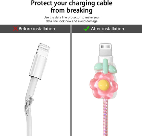 Compatible iPhone 18W/20W USB-C Charger Cover, Clear 3D Flower Design Soft Charger Protector for Girls