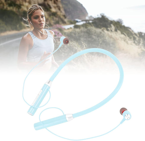 Shop BT 5.2 Neckband Earbuds: Wireless Magnetic Headphones, IPX5 Waterproof, Ergonomic Bass Sports Earphones (Blue).
