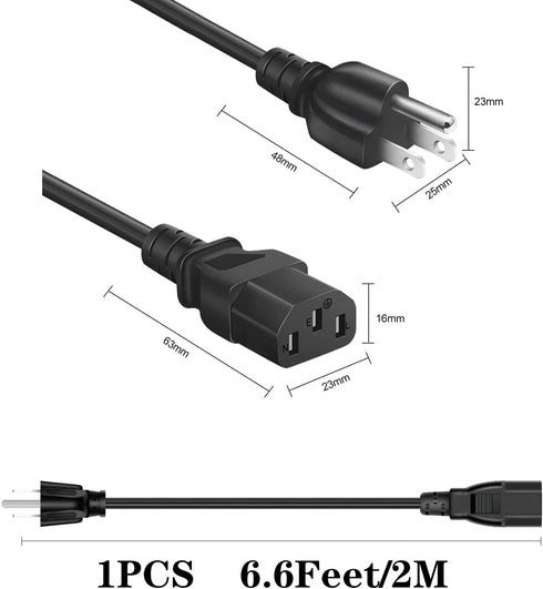 Power Cord for ION/QSC/Pyle/ECOXGEAR Bluetooth Speaker, 6 FT C13 3 Prong Plug Charger Cable