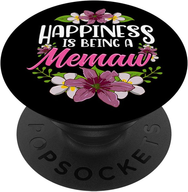 Happiness Is Being A Memaw PopSockets Grip and Stand for Phones and Tablets, Thanksgiving Christmas Gifts