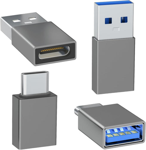 USB to USB C Adapter 4-Pack, 2 Type C Female to A Male & 2 USB C Male to USB Female for Apple Watch, iPhone