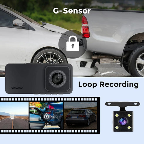 X W EI UNION 2K 1080P 2 Inch Dash Camera Front and Inside Dash Cam for Car Security Video Recorder with Audio Plug