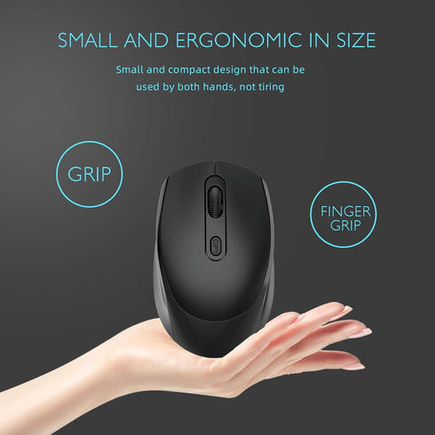 ONE-UP Wireless Mouse, 2.4G Silent Mouse, Computer Mouse with USB Nano Receiver for Laptop, Chromebook, PC, Mac, Windows and School Work (Black)