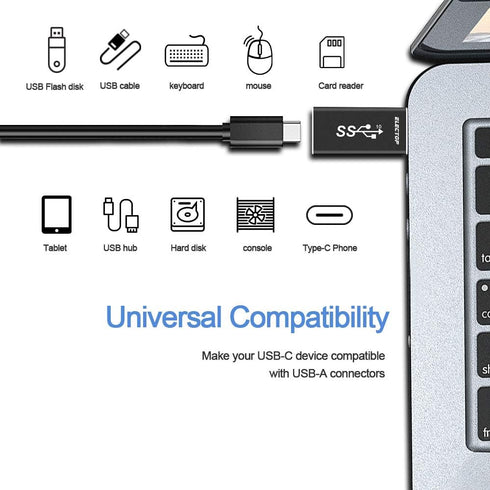 ELECTOP Double Sides 10Gbps USB 3.1 GEN 2 Male to Type-C Female Adapter, Support Charging & Data Transfer