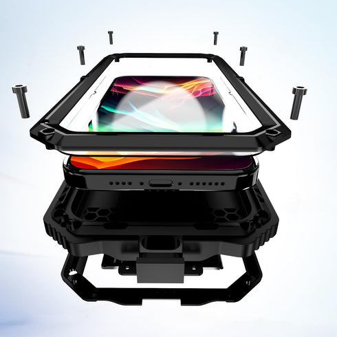Heavy Duty Protection Case for iPhone 15, Built-in Lens Screen Protector, Rugged Stand, 360 Full Body Military Grade,