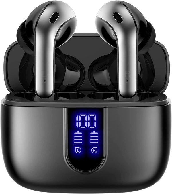 TAGRY Bluetooth Headphones, True Wireless Earbuds with 60H Playback and LED Power Display, IPX5 Waterproof