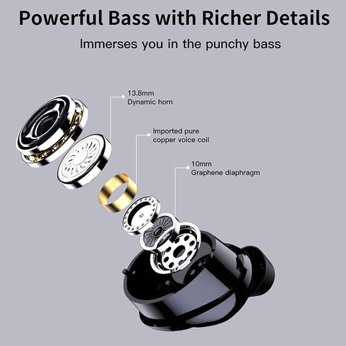 Q23 PRO Bluetooth 5.1 Sport Waterproof Earbuds with Charging Case, Stereo Noise Cancelling Earhooks Headset with