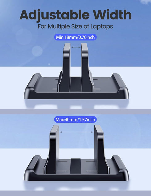 Vaydeer Vertical Laptop Stand Holder, Adjustable Desktop Dock for MacBook Pro, Air, HP, Dell, and Lenovo - Black
