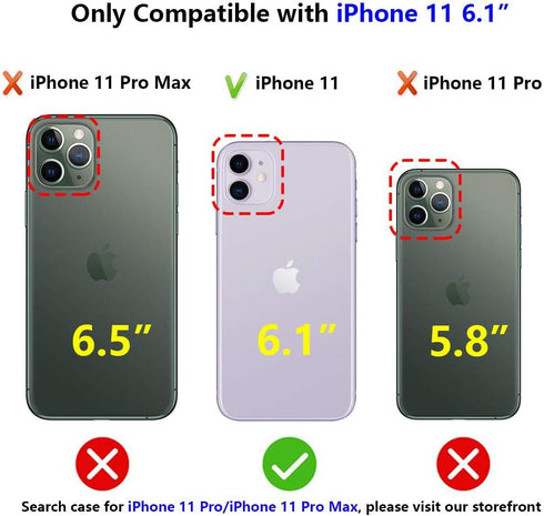 JAHOLAN Compatible iPhone 11 Case - Purple Glitter Sparkle Butterfly Design, Clear Shockproof TPU