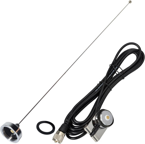 HYS 150-Watt Pretuned 2M NMO VHF 136-174Mhz 1/4-Wave Antenna with NMO Mounting, Universal