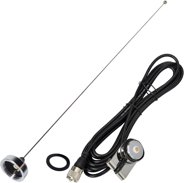 HYS 150-Watt Pretuned 2M NMO VHF 136-174Mhz 1/4-Wave Antenna with NMO Mounting, Universal