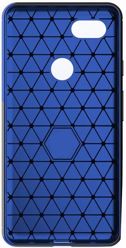 Google Pixel 3 Phone Case with Slim Thin Full Body Silicone Rubber, Navy Blue, Tempered Glass Screen Protector