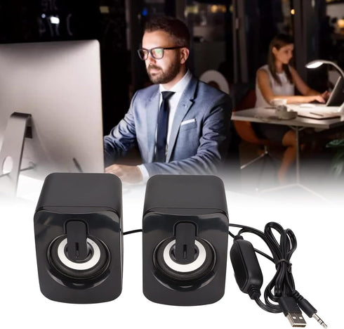 Mini Computer Speaker, Stereo Less Distortion, USB Powered Wired Small Speaker for Desktop PC & Laptop