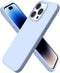 ORNARTO Slim Liquid Silicone Phone Case for iPhone 14 Pro, 6.1 inch, Baby Blue with Microfiber Lining