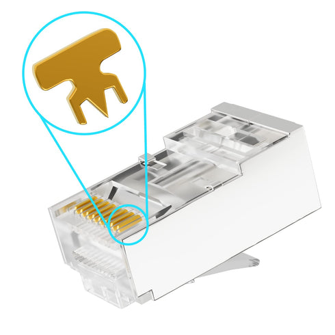 iwillink 100 Pack Shielded RJ45 Cat6 Pass Through Connectors, Ethernet Cable Crimp Connectors for Solid Wire
