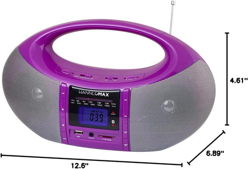 HANNLOMAX HX-506R Portable AM/FM Radio, Bluetooth, USB/SD Slot for MP3 Playback, Aux-in, AC/DC Dual Power Source