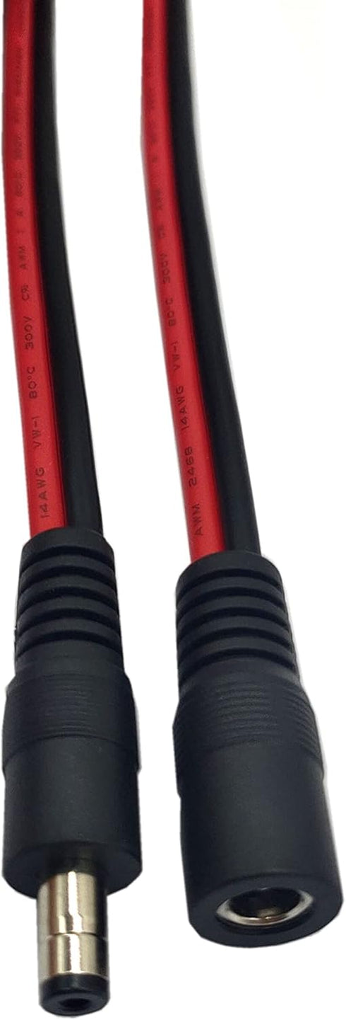 Halokny DC Power Pigtails Cable, 1 Pair 14AWG DC5.5x2.1mm 12V Male & Female Connectors for CCTV