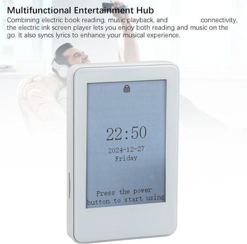 VELATEMOR 2.7 Inch MP3 Ink Screen Book Reader, EInk Display, Portable Electric Reader with Touchscreen, BT Player, Long