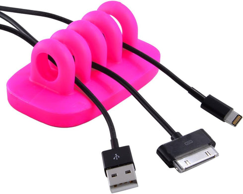 Cable Clip Holder - Weighted Desktop Cord Management Fixture in Pink