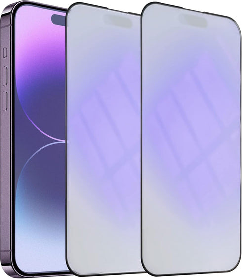 2-Pack Anti-Glare Tempered Glass Screen Protector for iPhone 14 Pro Max, 6.7", Blue Light Blocking, Full Coverage