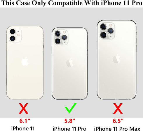Vofolen Case for iPhone 11 Pro, Wallet with Credit Card Holder Slot, Anti-Scratch Dual Layer Protective Cover, Midnight